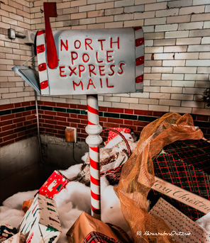 Santa Claus' white north-pole mail box.